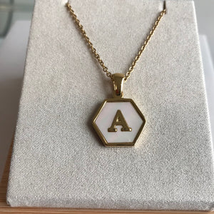 Hex Opalescent Letter A Necklace