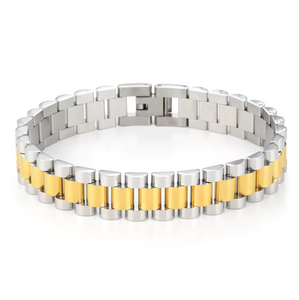 Mixed Metal Watch Band Bracelet