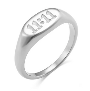 Silver Angel Number Ring 11:11
