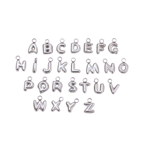 Silver Tiny Bubble Initial Charm