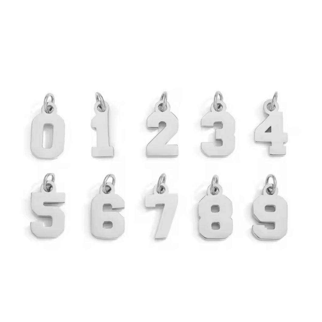 Silver Number Charm