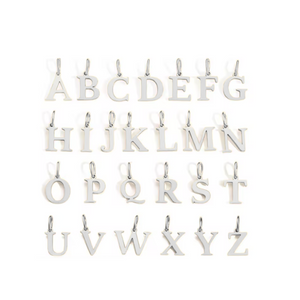 Silver Flat Initial Charm