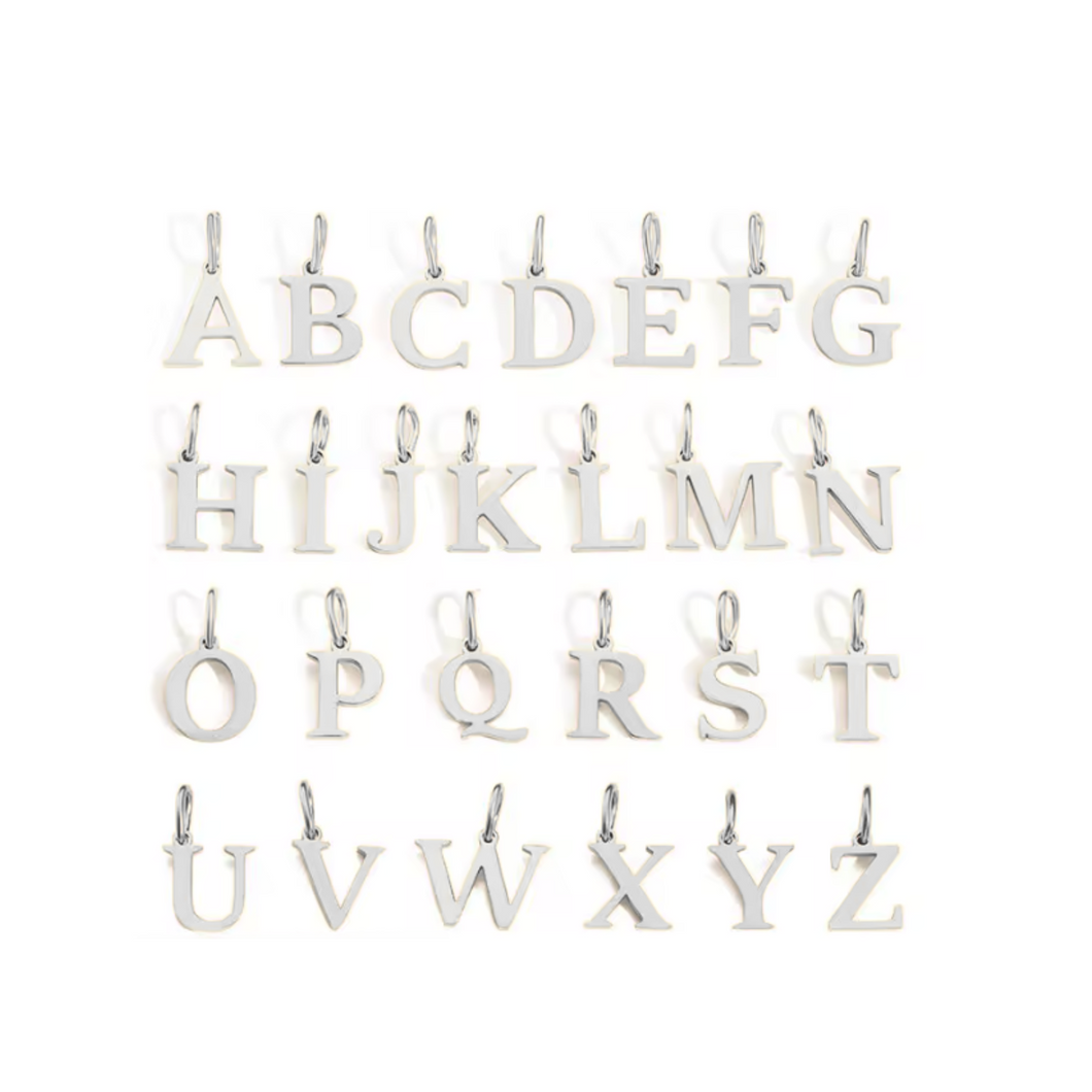 Silver Flat Initial Charm