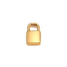Load image into Gallery viewer, Gold padlock lock charm on a white background
