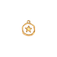 Load image into Gallery viewer, Gold pendant with a opalescent star design on a white background
