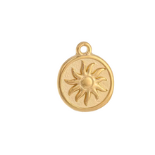 Load image into Gallery viewer, sun charm made of gold plated stainless steel

