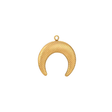 Load image into Gallery viewer, Gold crescent moon arc pendant on a white background
