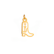Load image into Gallery viewer, A gold-plated stainless steel charm in the shape of a cowboy boot.
